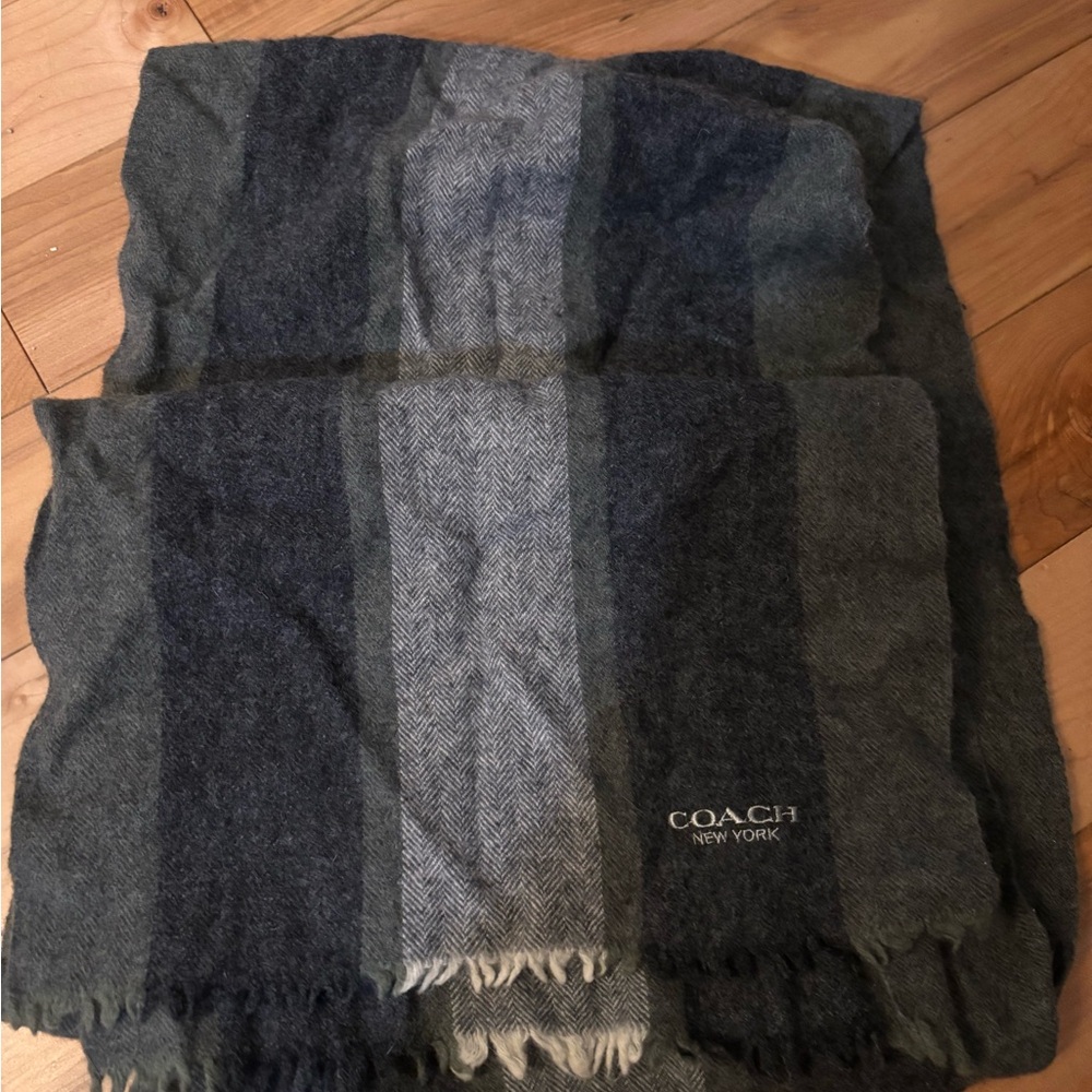 Coach New York Striped Fleece Scarf